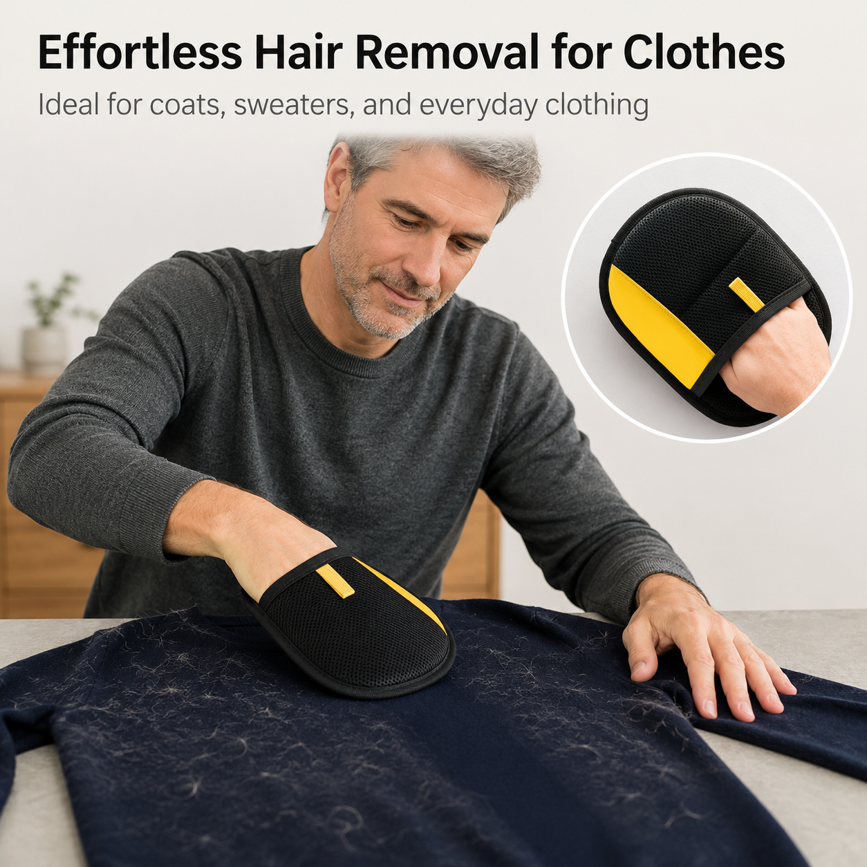 Clinclii Finger-Wear Pet Hair Remover for Sofas, Clothes & Bedding